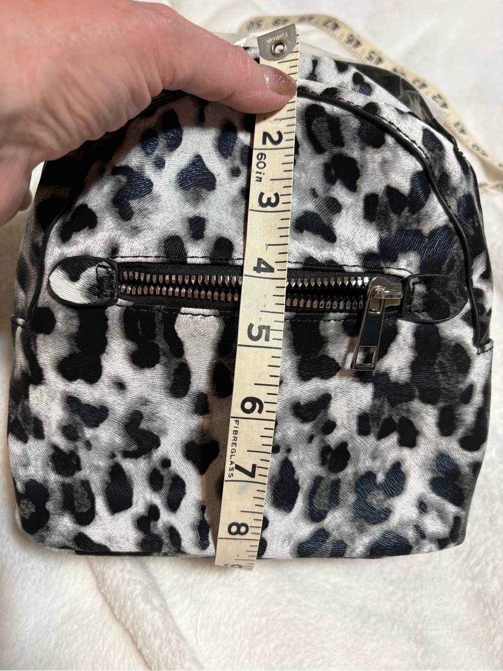 Black and White Leopard Print Mini Backpack - Unbranded
